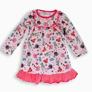 Sleepimini Pink Enchanted Fairy Forest Ruffle Fleece Nightgown Pajamas Girls 2T